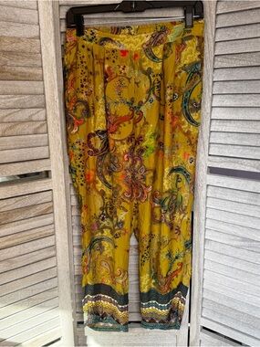 Johnny Was Workshop Paisley Floral Print Viscose Pants Boho Festival XS